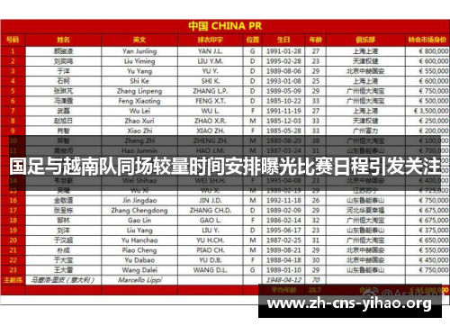 国足与越南队同场较量时间安排曝光比赛日程引发关注 国足与越南队同场较量时间安排曝光比赛日程引发关注